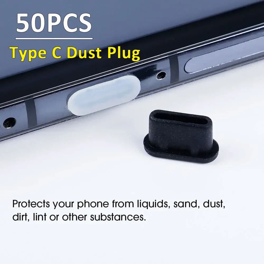 50 Tipo-C Tappo antipolvere Porta di ricarica USB Protezione Tappo di copertura in silicone antipolvere per Samsung Huawei Xiaomi Tappo antipolvere per telefono