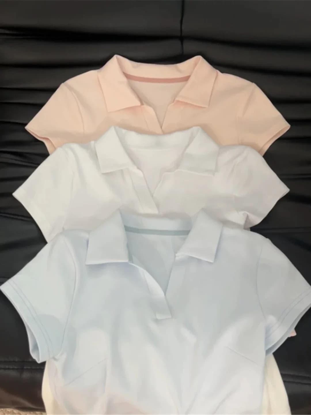 Slim Fit Short Sleeve T-Shirt 95 Cotton Shirt Turn-down Collar Pure Color Summer New Style plus Size Women's Fashion