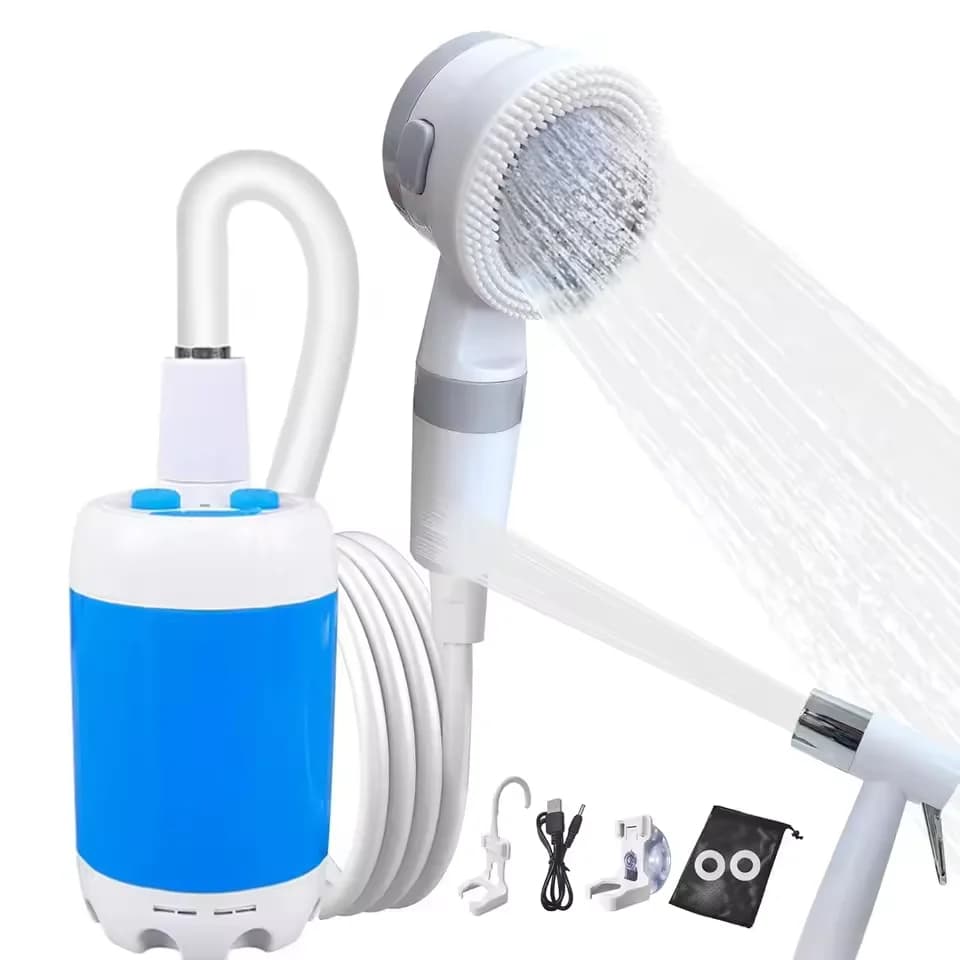 Pompa per doccia da campeggio portatile con display digitale Pompa per doccia elettrica ricaricabile aggiornata da 4000 mAh per dormitorio da spiaggia in campeggio