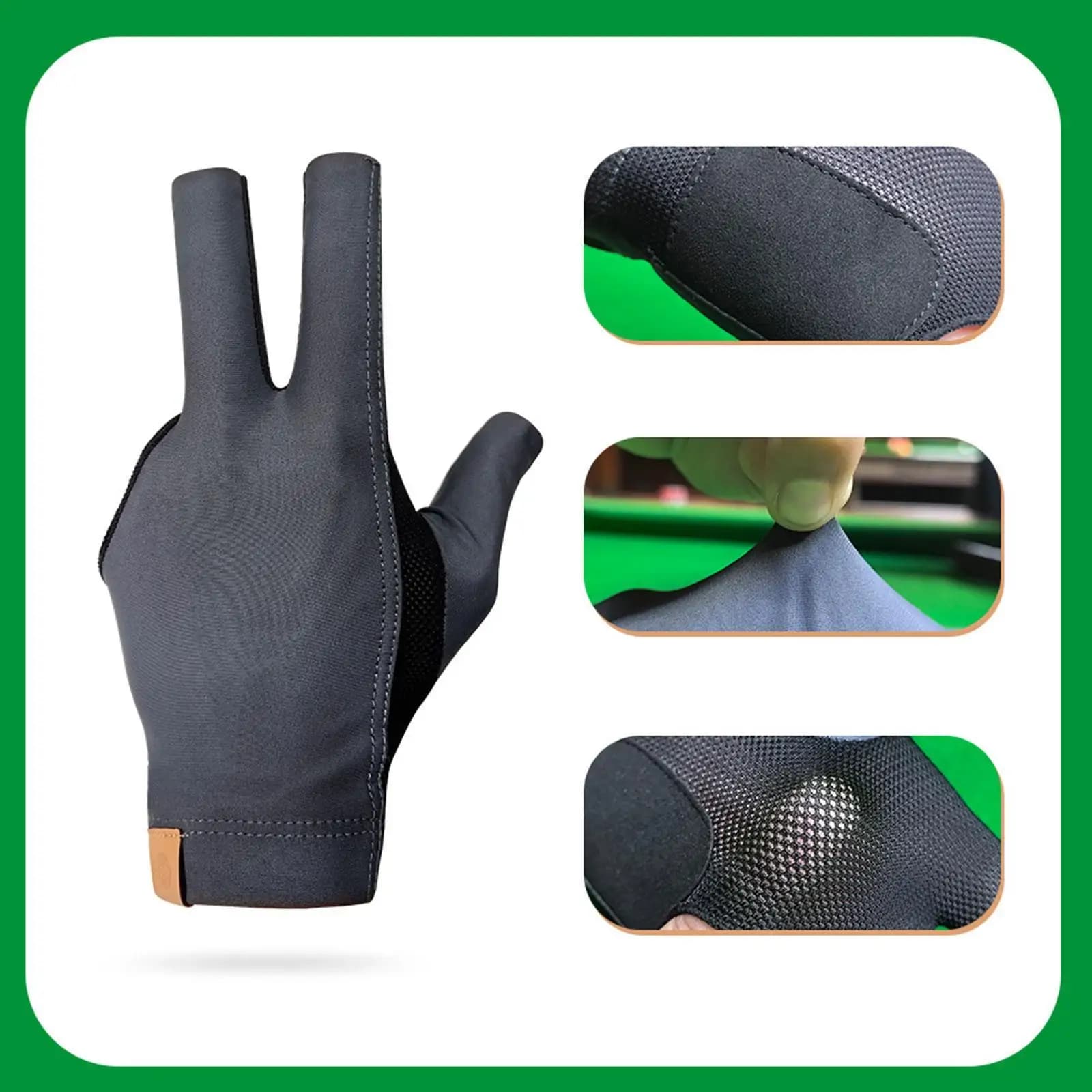 Guanto da Biliardo Traspirante a Tre Dita Antiscivolo, Protezione per Mano per Biliardo e Snooker, per Allenamento e Gioco