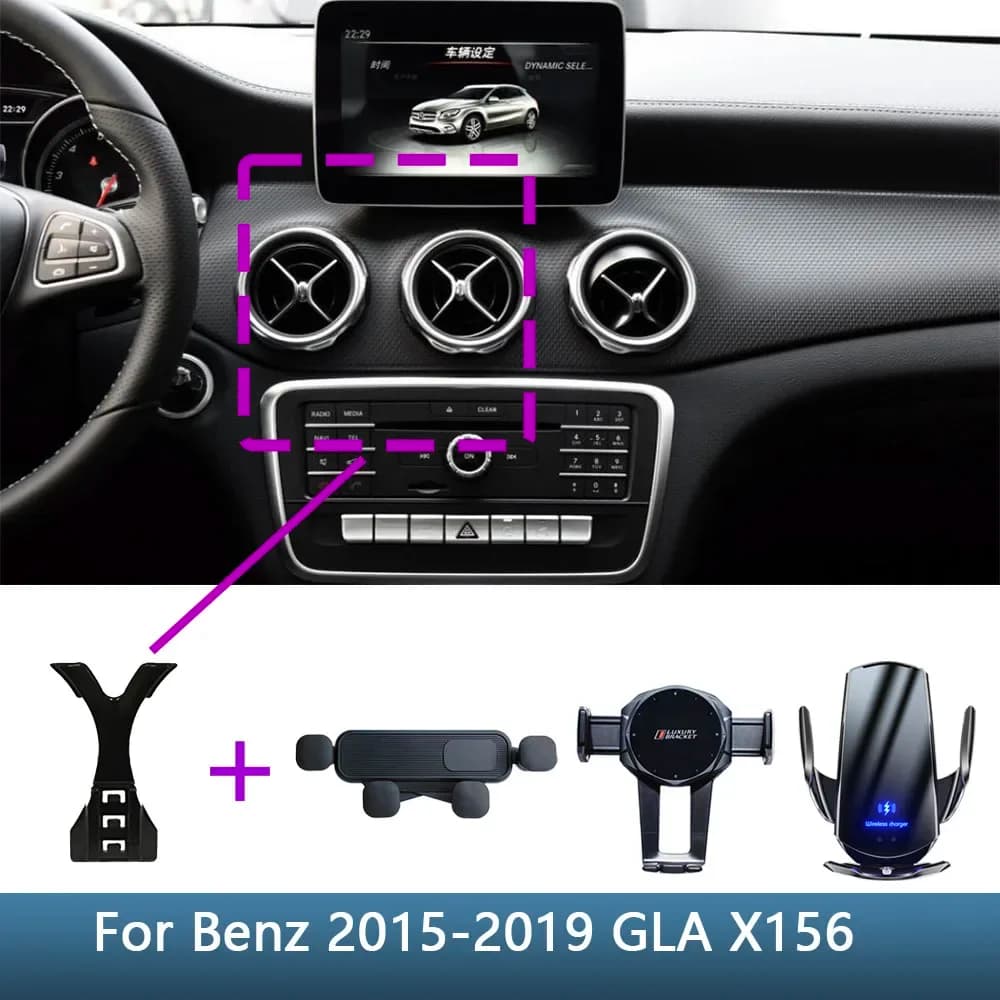 Per Mercedes Benz GLA X156 2015 -2019 CLA 2013-2019 C117 Supporto per telefono Supporto per auto Speciale Staffa fissa Base di ricarica wireless