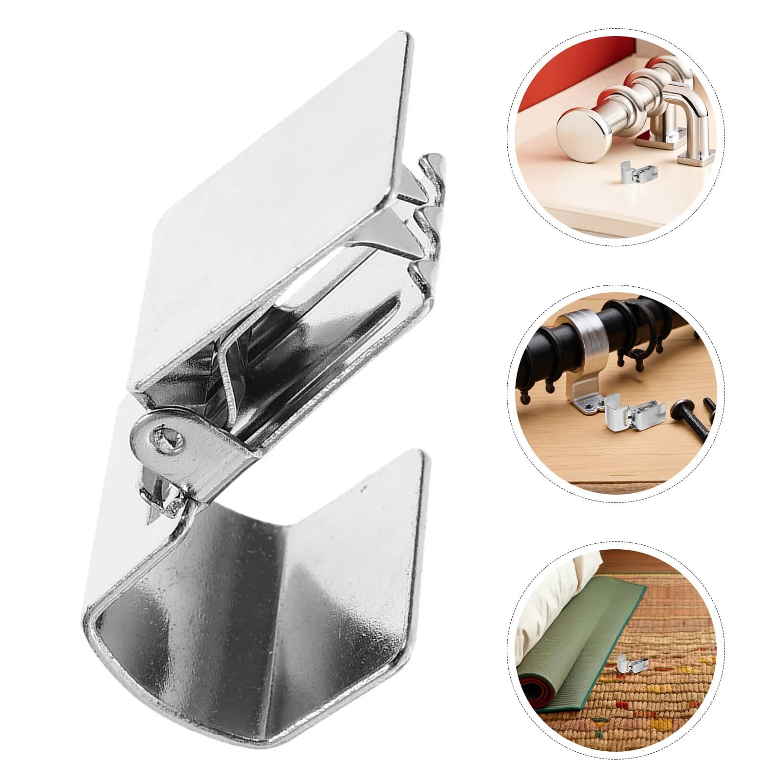 5Pcs Curtain Clips Silver Metal Rug Hangers Strong Grip Wall Display Holders for Carpet Quilt Bathroom Mat Tapestry Storage