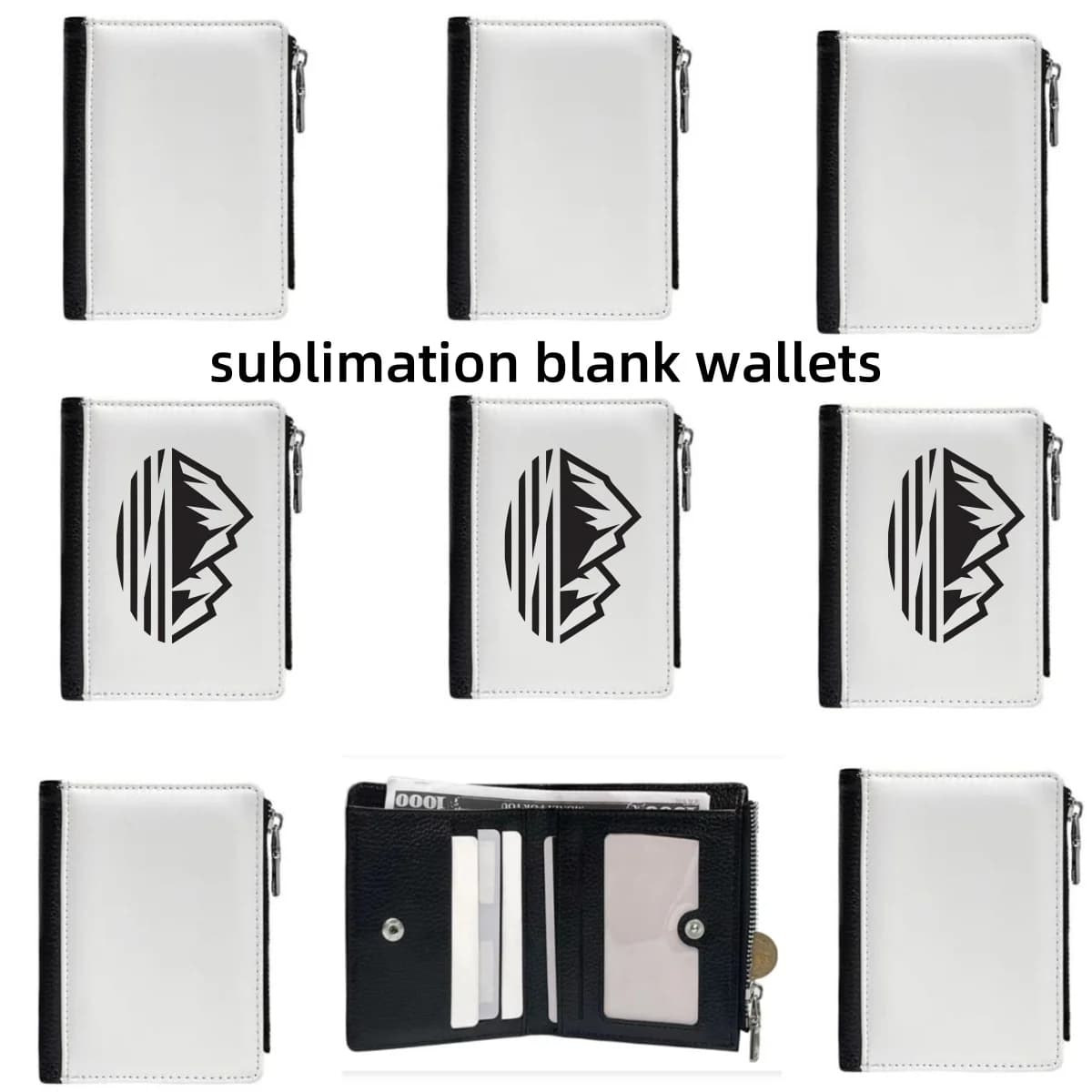 10 pcs Sublimation Blank Wallets Sublimation Wallet With Zipper for Father's Day Office Travel Supplies for DIY Heat Transfer