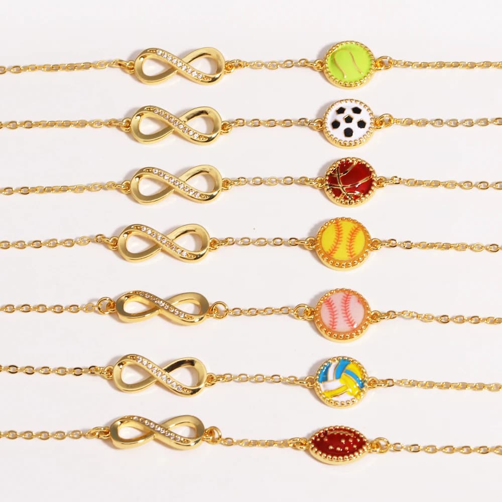 Braccialetti Infinity da baseball/softball/calcio/basket/tennis/volley per ragazze e donne, accessori sportivi, regalo di gioielli