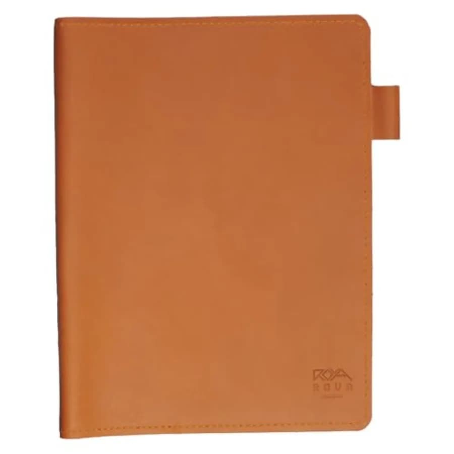 Full Grain Leather Notebook Journal Cover - Hand Crafted in the USA - Fits Moleskine XL 9.75" x 7.5" - Lay Flat Design with Pen