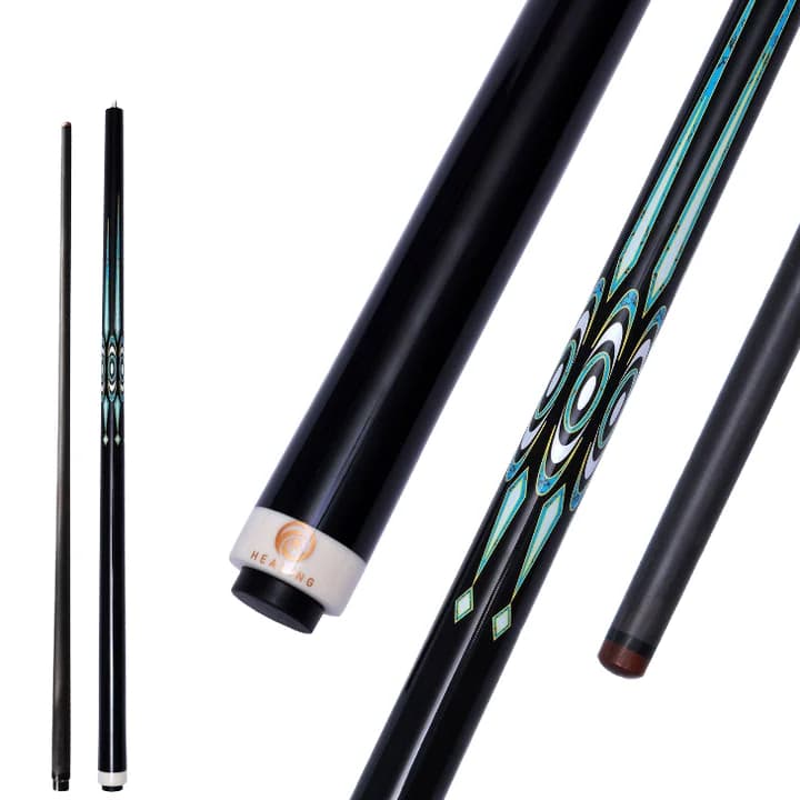 Guarigione Professional Factory Stock Ready BLACK TECH Stecche da biliardo complete in fibra di carbonio Dimensioni punta 12,9 mm per giochi di rottura e biliardo