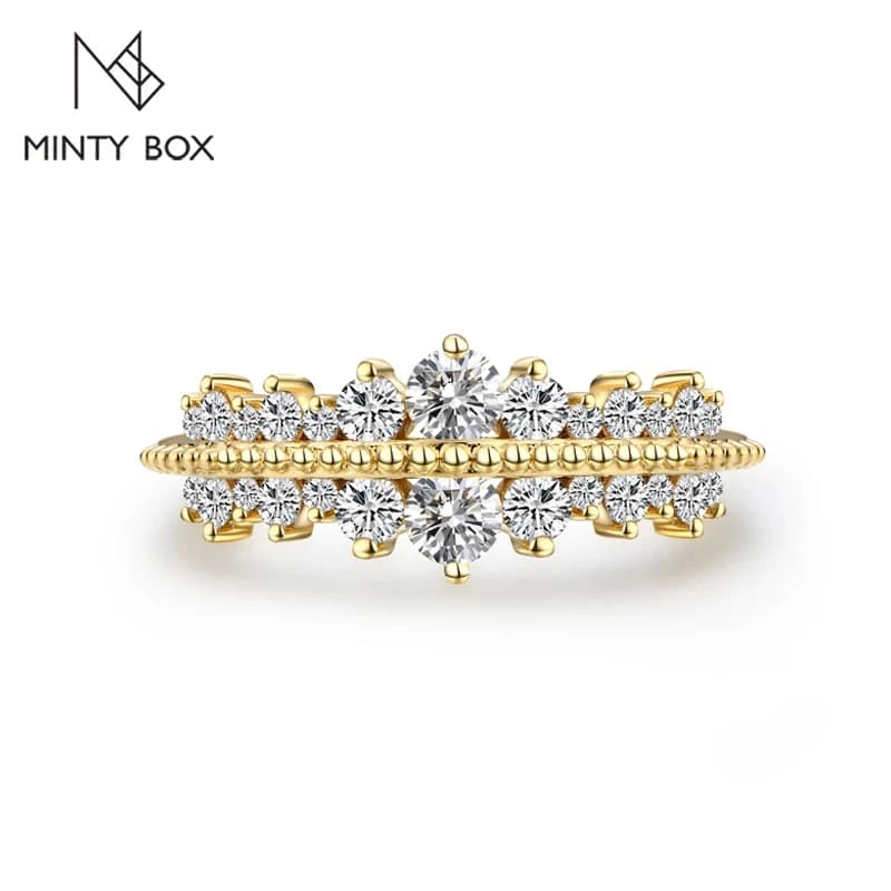 MINTYBOX S925 Sterling Sliver taglio brillante 3.0mm anello Moissanite per le donne regalo di lusso di fidanzamento di nozze placcato oro giallo