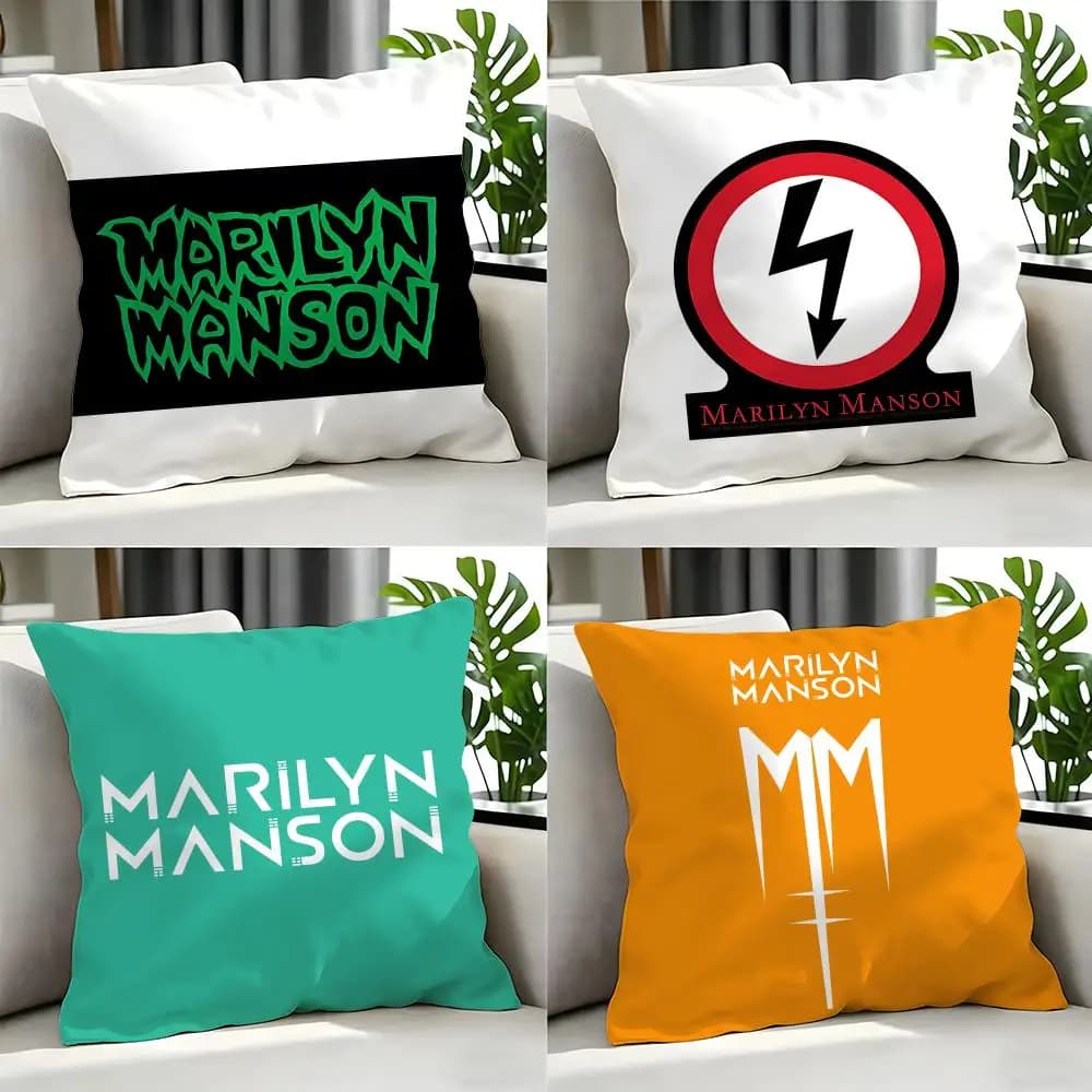 Set di 4 fodere per cuscini Rock Marilyn Manson 50x50 45x45 40x40, federe decorative per divano e arredamento casa