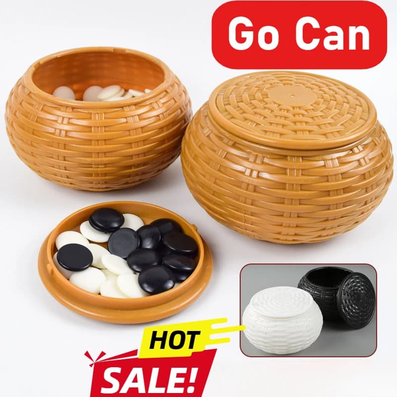 2 pezzi International Go Can Simulazione Scatola degli scacchi intrecciata con erba Nero Bianco Pezzo degli scacchi Barattolo di stoccaggio Pratica Concorrenza Principiante Asciutto