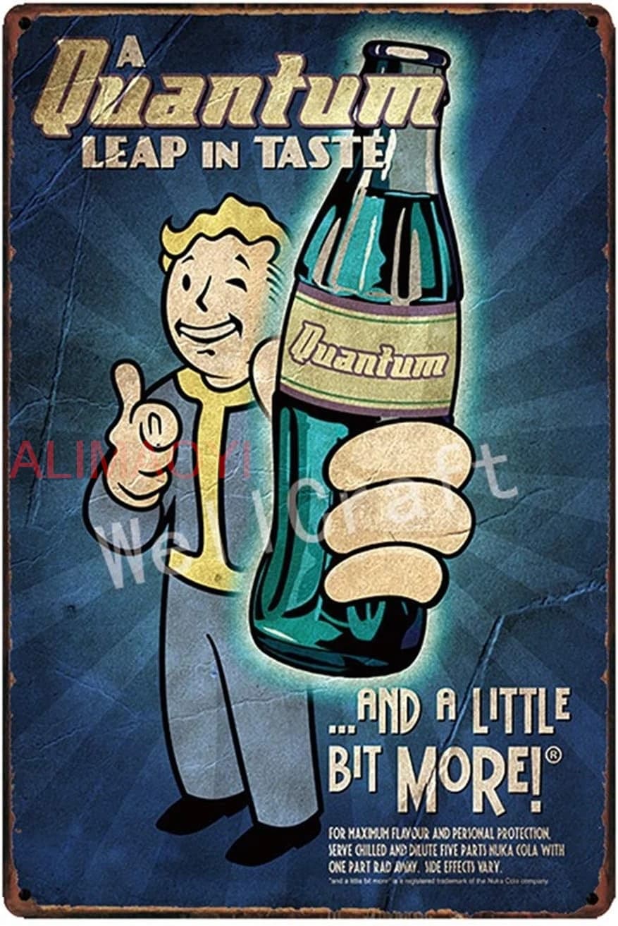 Targa, pittura in metallo, Fallout 3 4 Gioco Nuke COLA Targhe in metallo Poster da parete Decor per la casa Camera Scuola Pittura in ferro 8x1 bel