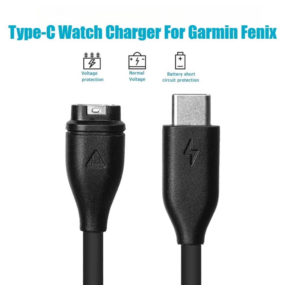 Type-C Watch Charger For Garmin Fenix 8 7 7S 7X Pro 6 6S 6X Pro 5 5S 5X Plus USB-C Smartwatch Charger Replacement Charger Cable