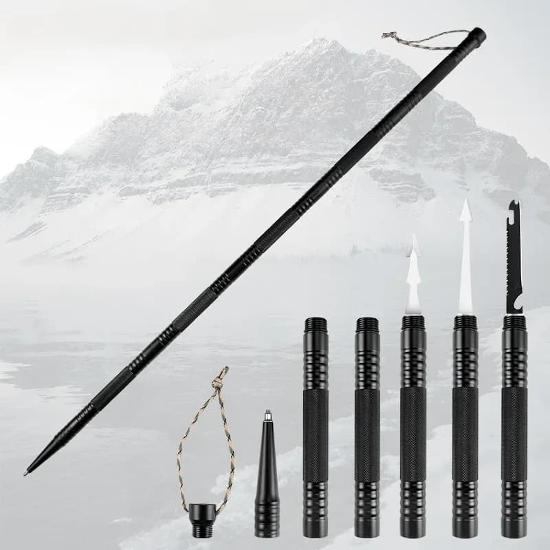 Aluminum Alloy Outdoor Multifunction Walking Sticks Professional Climbing Equipment Non-slip Handle Camping Hiking Tools