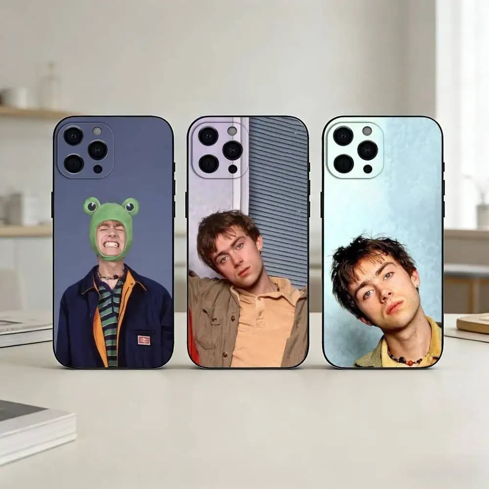 Cover per telefono D-Damon Albarn Blur in silicone nero morbido per iPhone 17, 16, 15, 14, 13, 12, 11, SE, Plus, Pro Max