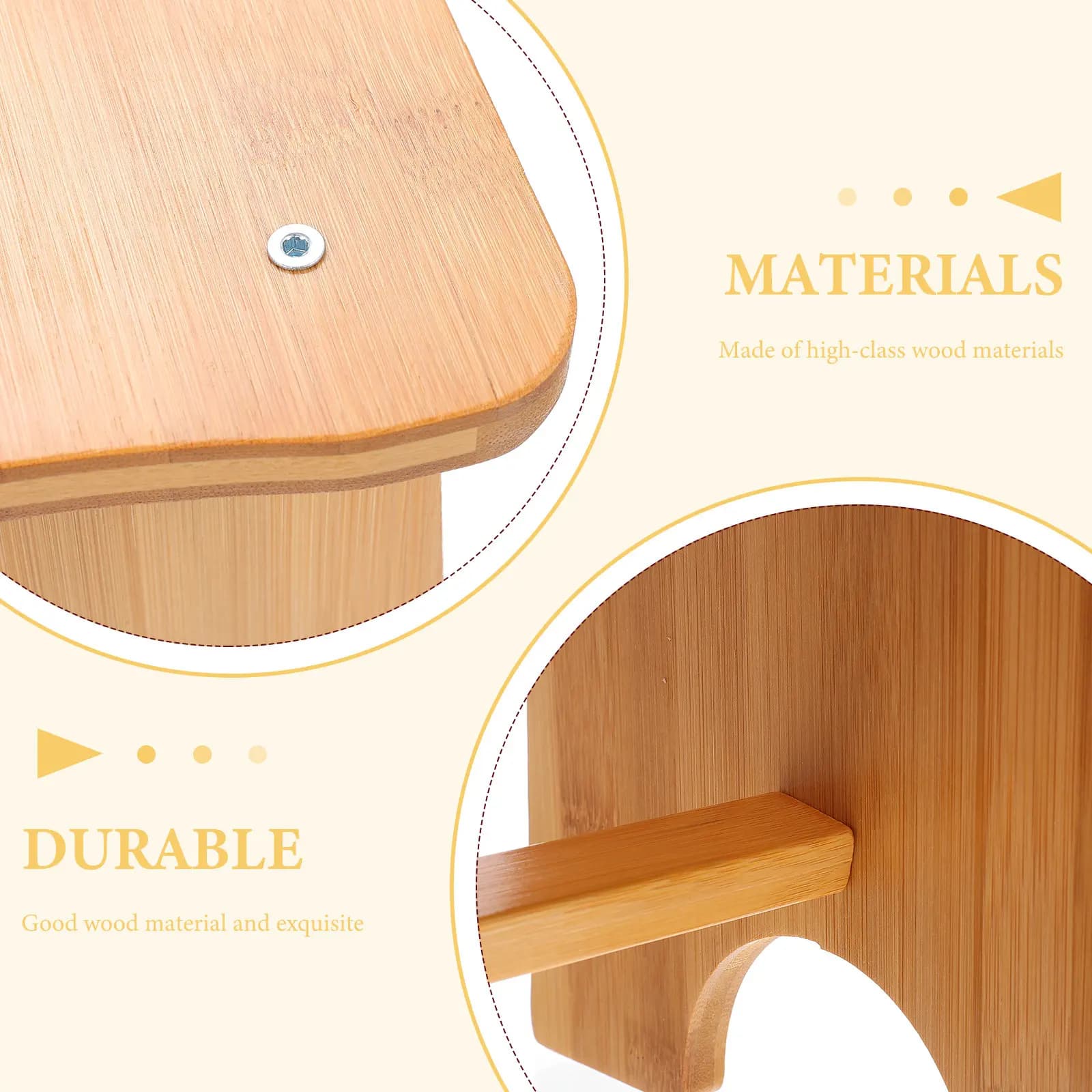 Sgabello Ergonomico in Legno per Adulti, Piccolo Sgabello Poggiapiedi Antiscivolo per Casa, Ufficio e Divano, Supporto per Gambe Portatile