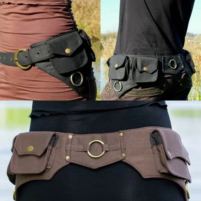 Nuovo marsupio dal design medievale unisex per sport all'aria aperta, viaggi, cintura hip-hop o stile, marsupio da strada per soldi