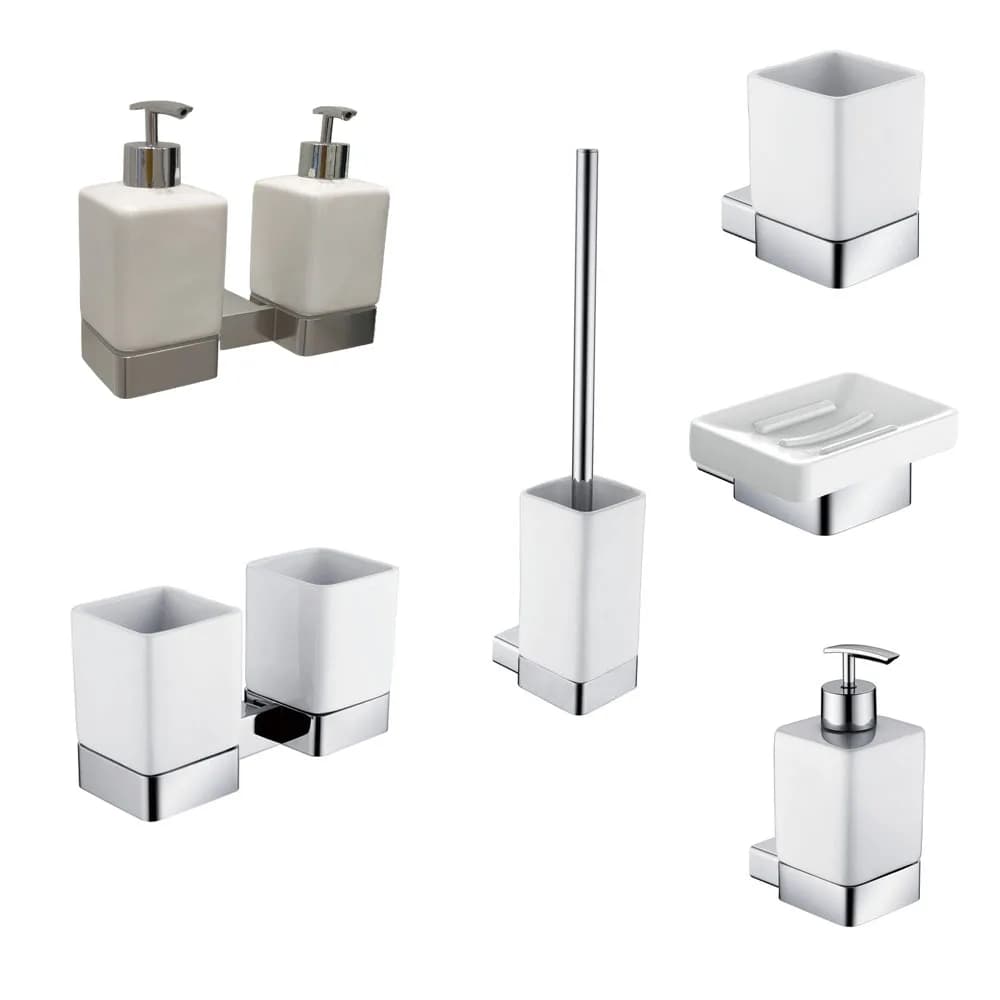 Portaoggetti in ceramica da bagno Porta scopino Portabicchiere da parete Porta portasapone Dispenser per lozioni
