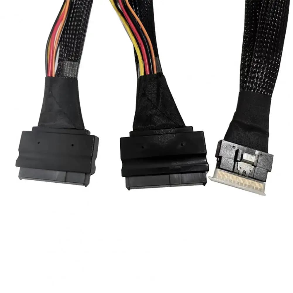 Slimsas Data Cable Hard Disk Data Cord High Speed Transfer Slim Sas Sff-8654 8i to 2xsff-8639 Nvme U.2 Ssd Adapter for Hard