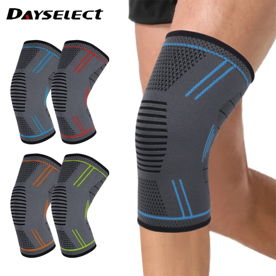 1 pz ginocchiere elastiche in silicone antiscivolo lavorato a maglia nylon traspirante sport fitness ginocchiere basket pallavolo sport all'aria aperta