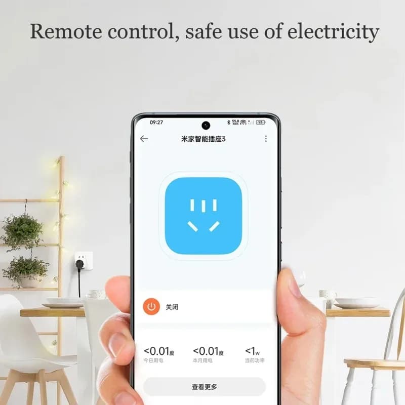Xiaomi Mijia Smart Socket 3 WIFI Version with Energy Statistics, Wireless Remote Control Adapter, Switching/off function, Compatible with Mi Home App