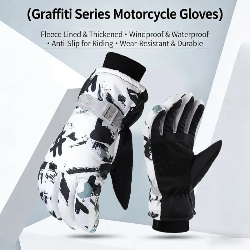 Guanti da moto invernali, resistenti al freddo, foderati in velluto, ispessiti, impermeabili, antiscivolo, caldi, per equitazione all'aperto