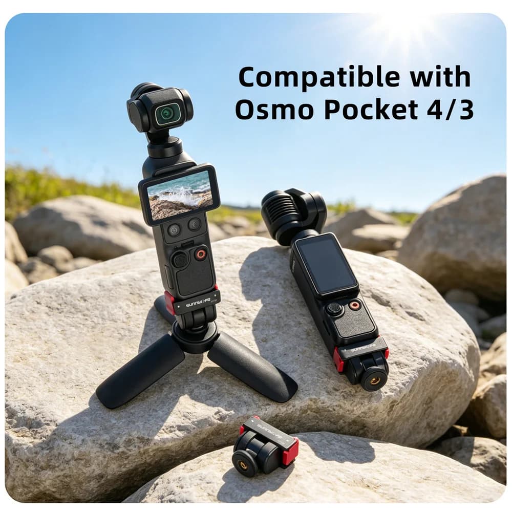 Adattatore Pieghevole a Sgancio Rapido Sunnylife con Inclinazione a 180 Gradi, Supporto per Selfie Stick e Treppiede per Fotocamera DJI Osmo Pocket 4/3