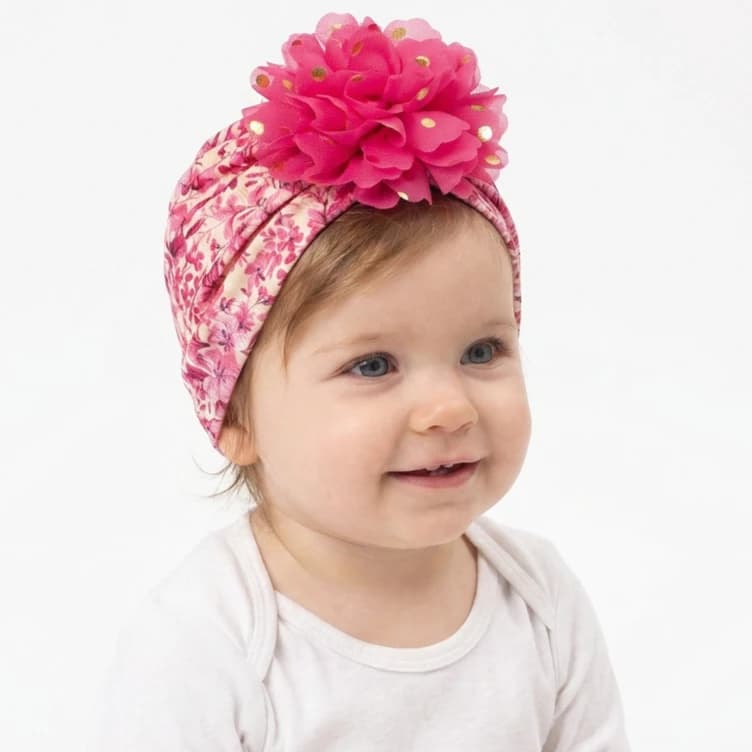 Cappello Turbante Floreale per Neonata, Berretto con Grande Fiore 3D Stampato, Morbido ed Elastico, per Neonati e Bambini, Accessorio per Fotografia, 1 Pezzo
