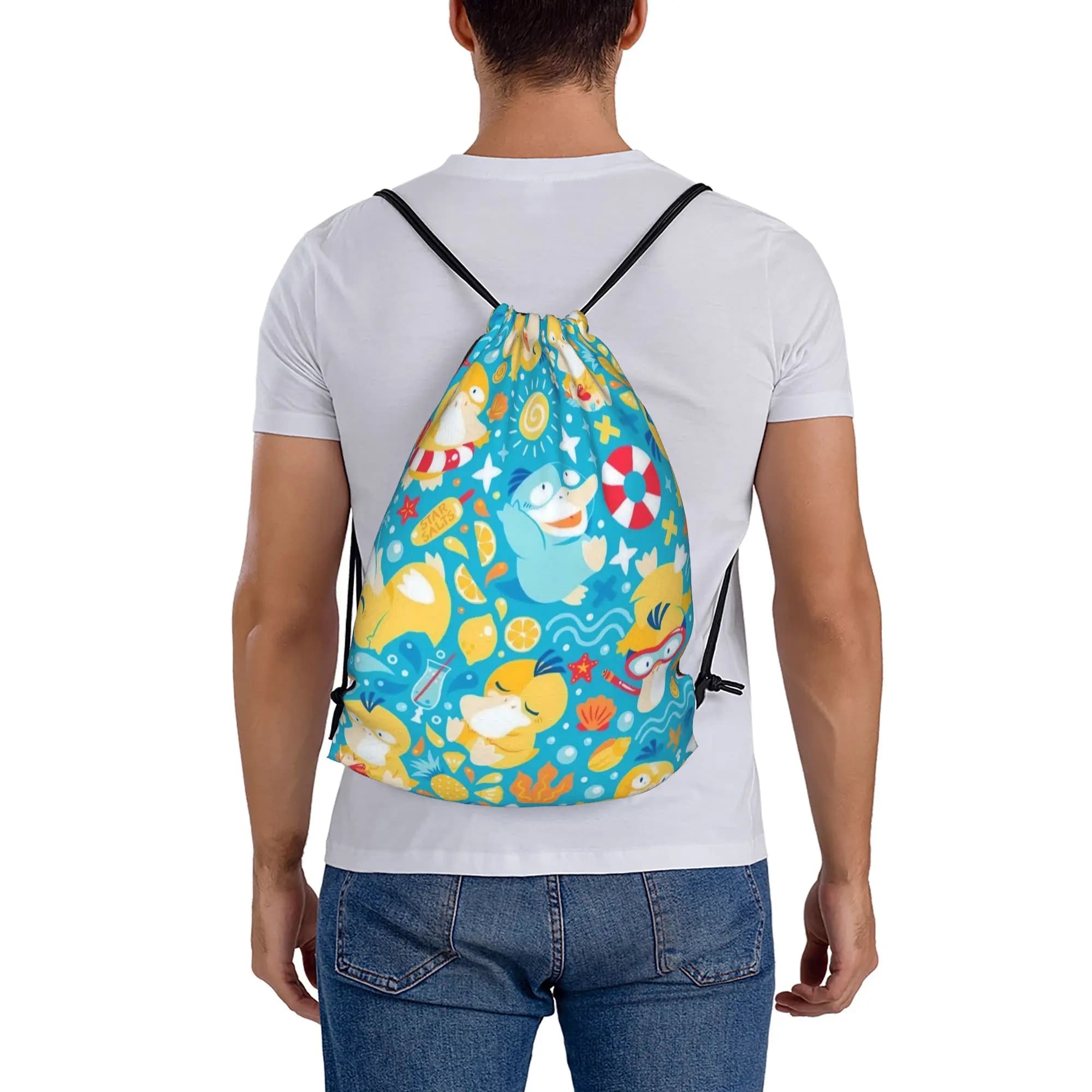 syduck 1 Zaino portatile con coulisse Pokemon per viaggi, equitazione e palestra, borsa per scarpe con coulisse