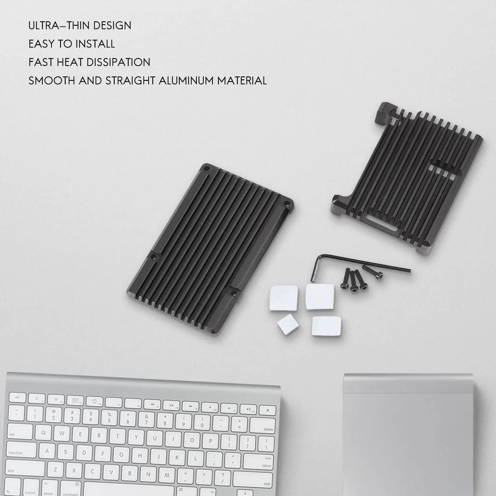 Exquisite-For aluminum housing Raspberry Pi 4 model B, aluminum alloy protective case with passive cooling for Raspberr
