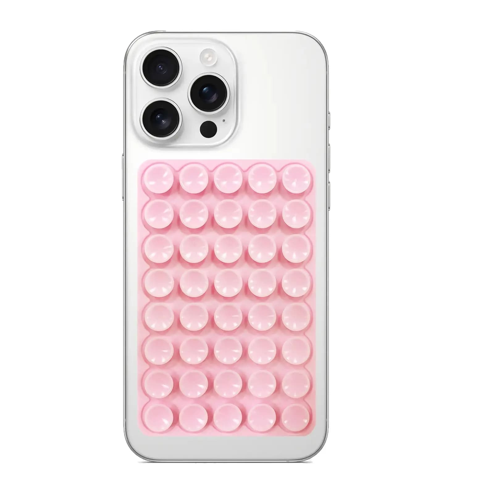 Silicone Suction Phone Mount, Non-Slip Adhesive Stand for Selfies & Videos, Sticky Phone Holder for Cell Phones — Light Pink