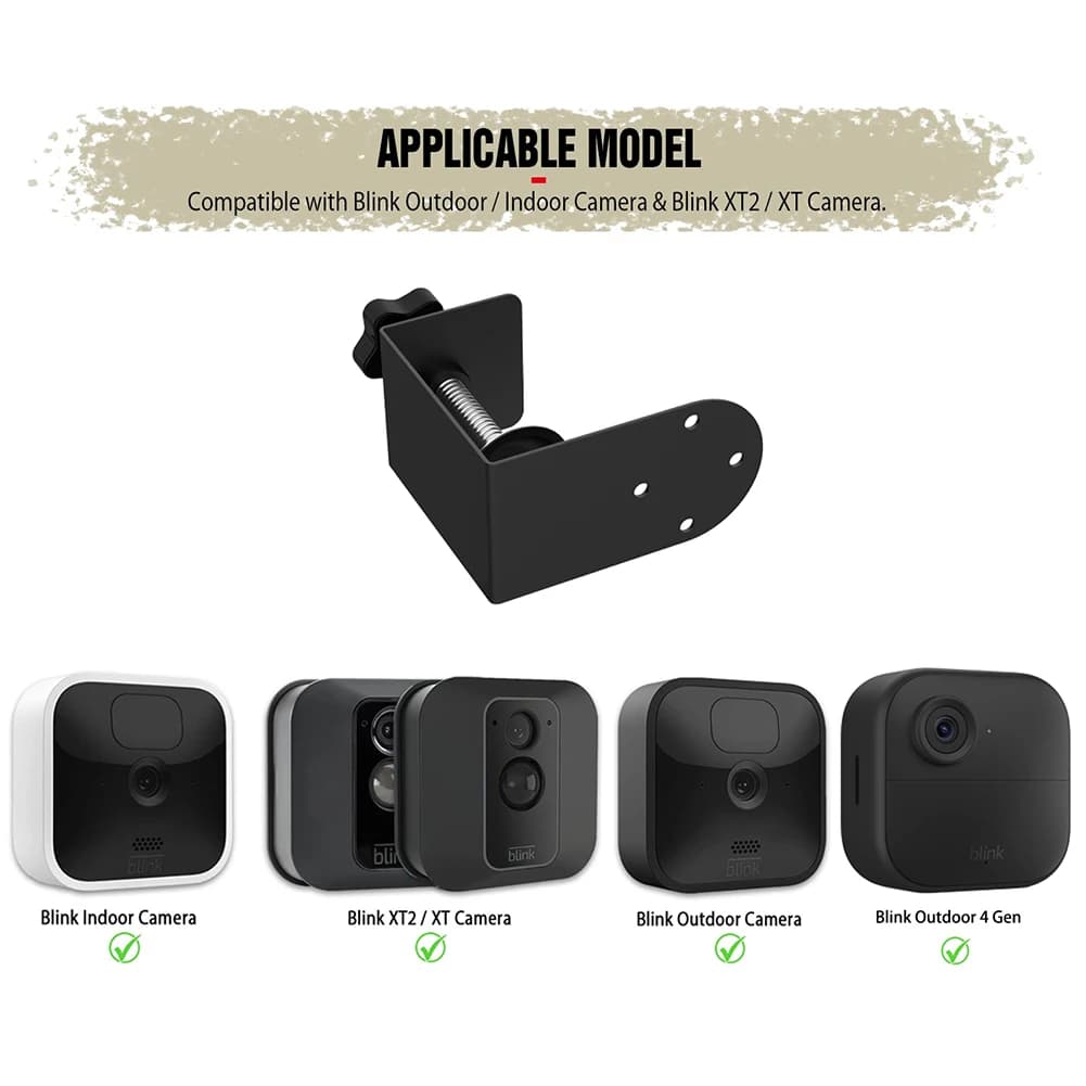 Supporto per porta/gradino 360 ° Supporto a clip regolabile con morsetto antifurto per telecamera, in metallo, senza foratura, per Blink Outdoor 4 (4a generazione)