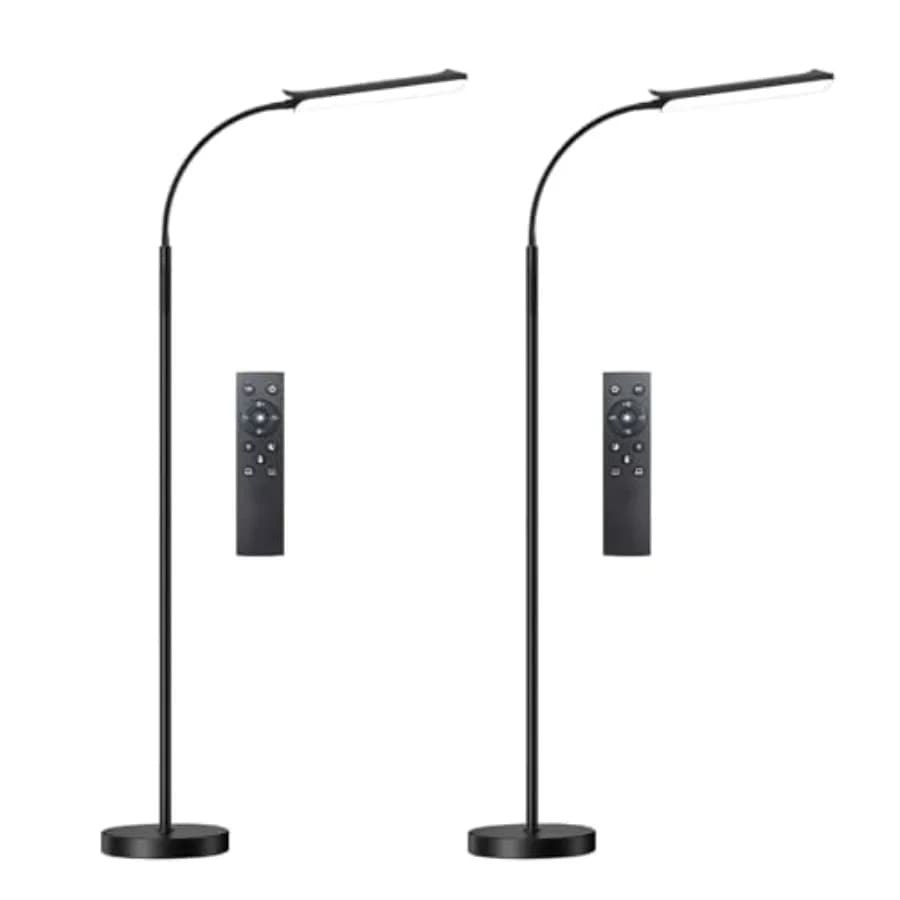 Lampada da Terra a LED Luminosa 18W 1800LM (Confezione da 2) con 2 Telecomandi e Compatibile con Smart Plug, Dimmerabile, con Timer e Protezione Occhi