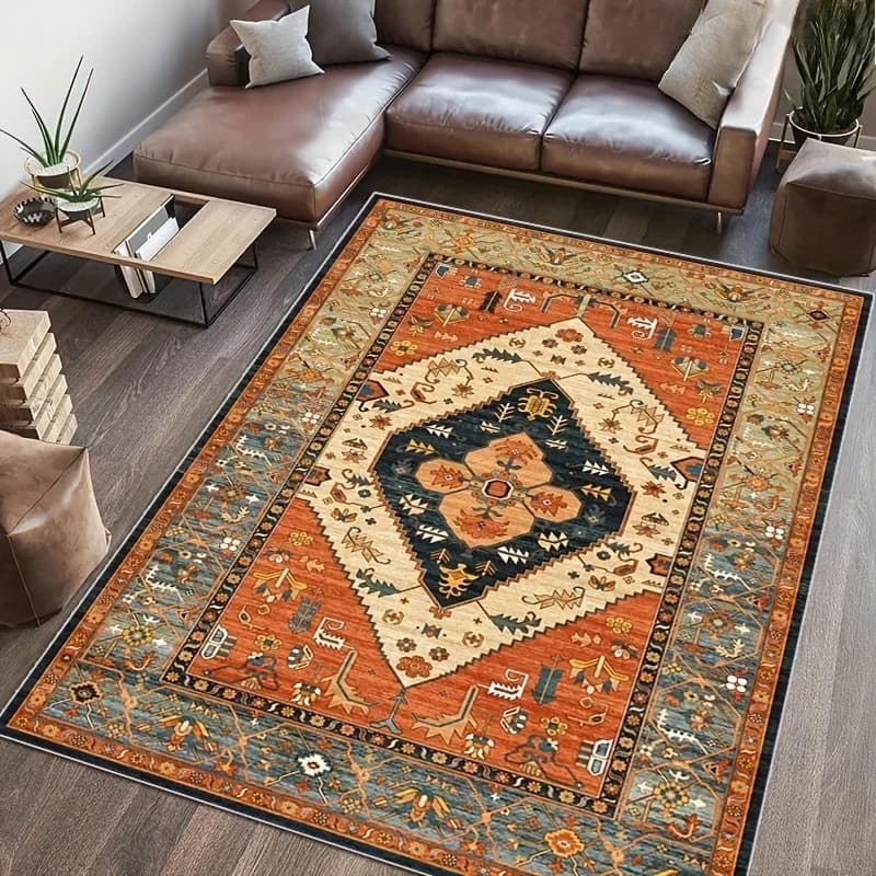 Bohemian Pattern Carpet Tribal Style Moroccan Luxury Persian Art Rug Living Room Sofa Bedroom Balcony Non-slip Door Mat Decor