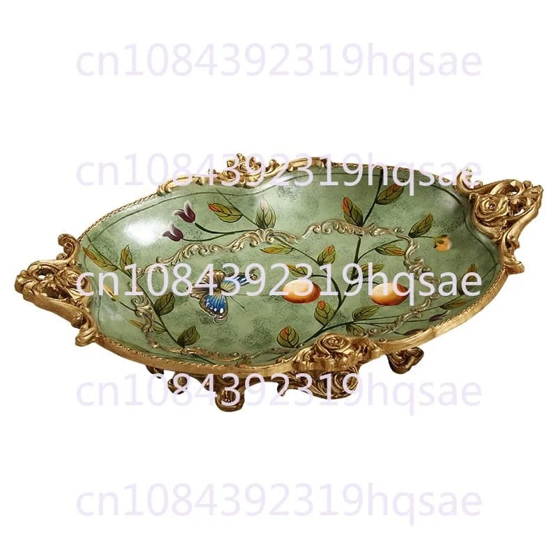 Luxury Fruit Tray Resin Decorative Plate High End Living Room Snack Tray Creative Dried Fruit Plate Household Decorative Storage