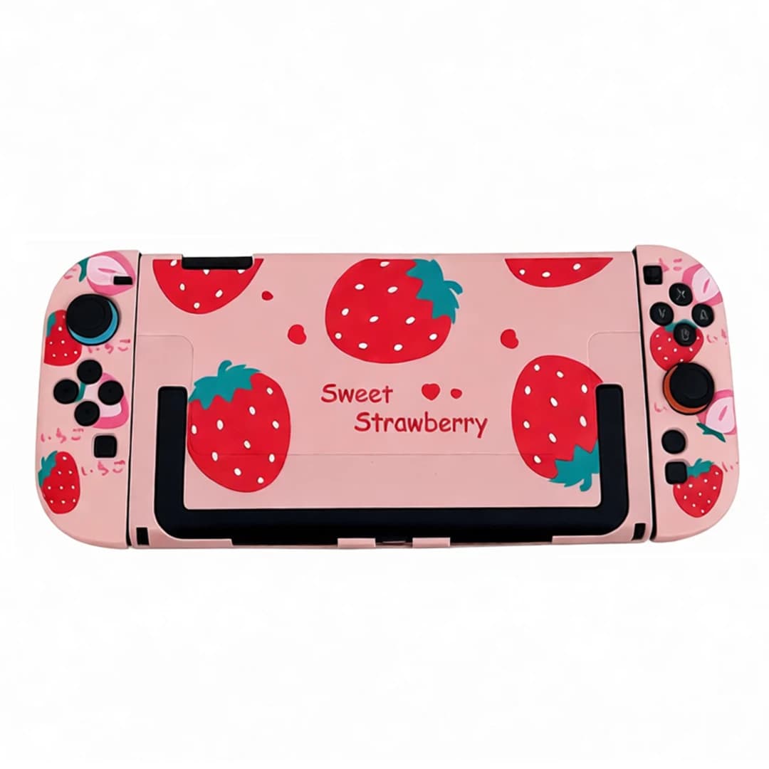 Custodia Protettiva per Nintendo Switch 2, Accessori, Cover Posteriore Rigida a Tema Fragola, Protezione Scocca, Design a Guscio Diviso, Carcasa