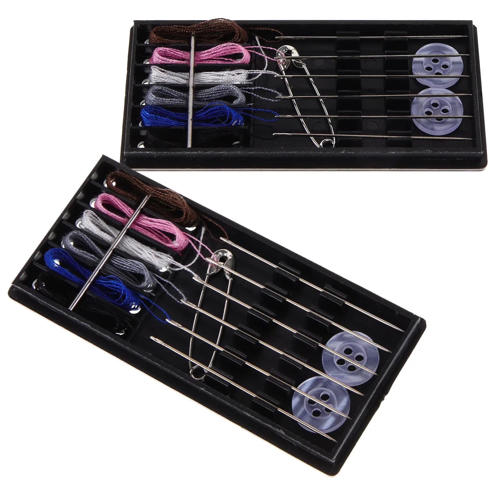 2Sets Household Sewing Kit Needle Thread Box Compact Portable Clothing Fix DIY Embroidery Tools Box for Sewing