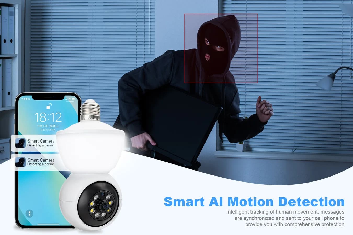 2MP 1080P Yoosee APP E27 Allarme PTZ wireless Telecamera dome IP Full Color AI Rilevazione umanoide Sicurezza domestica CCTV Baby Monitor