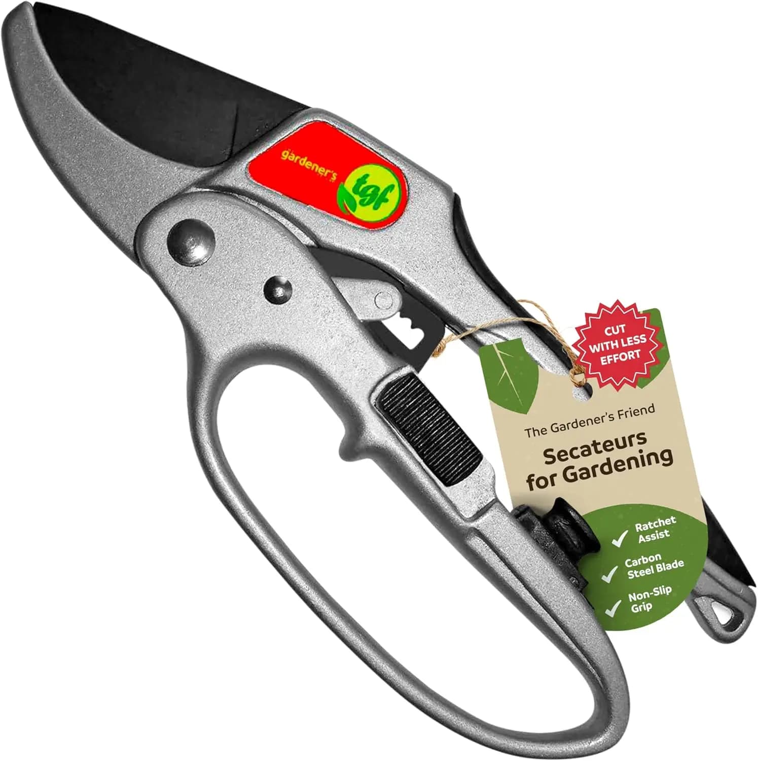 Power Scissors with Assisted Action - Anti-adhesive Steel Blade for Clean Cuts in Gardening