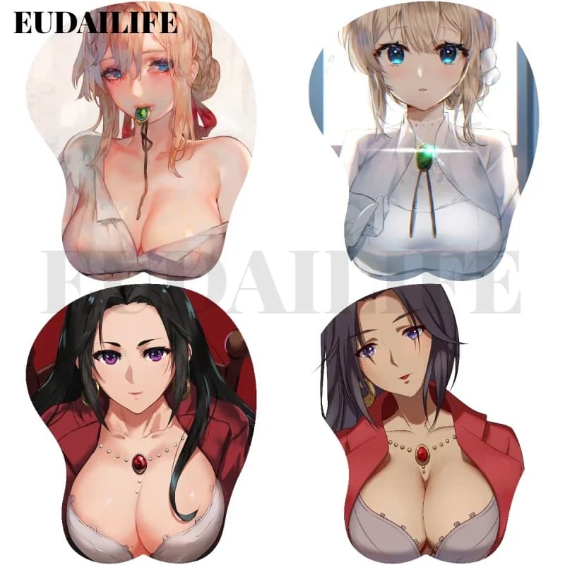 Violet Evergarden Anime Cattleya 3D Mousepad Mano Poggiapolsi Mouse Pad Mousepad Silicone Oppai Morbido Mouse Zerbino Ufficio Lavoro Regalo