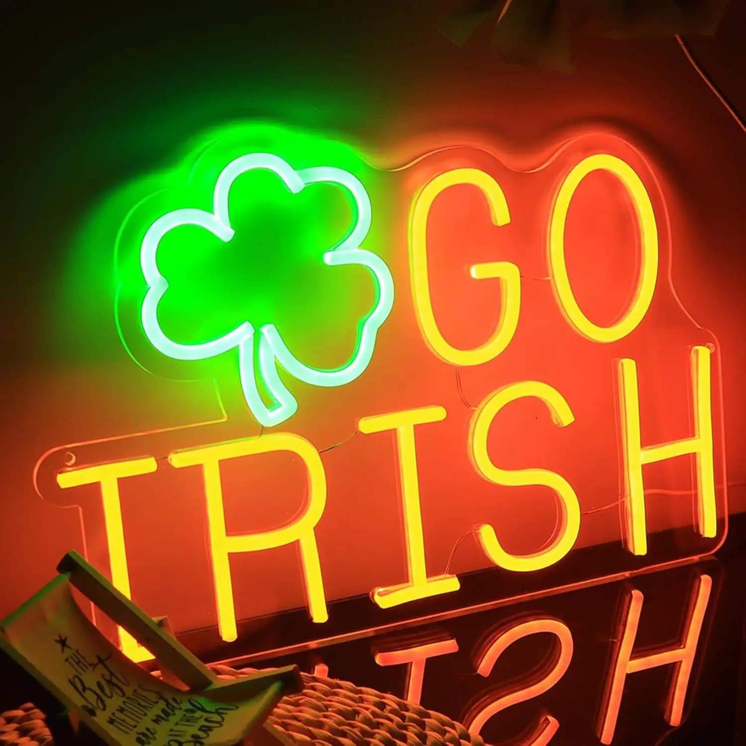 Insegna al Neon 'Go Irish' a Tema Sportivo, Luce LED Dimmerabile Alimentata USB per Sala Giochi, Bar, Man Cave, Decorazione Camera da Letto, Regalo per Tifosi