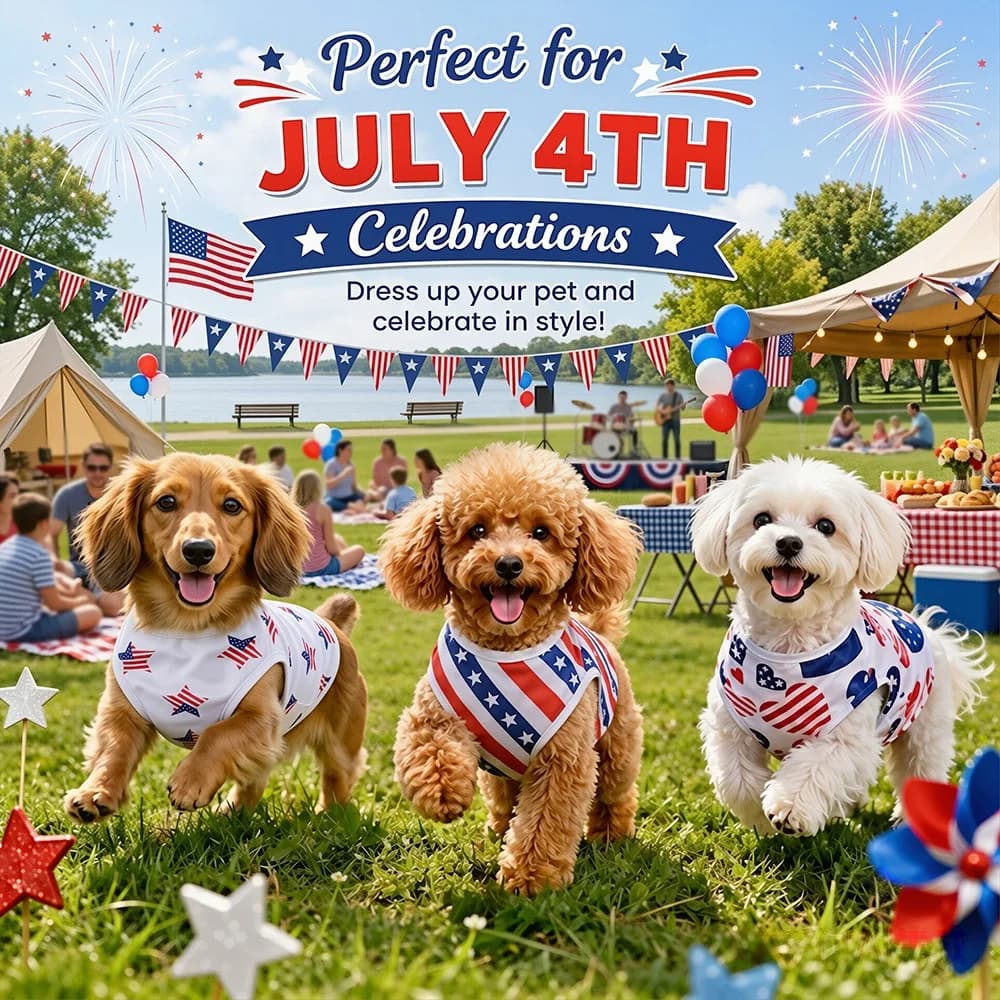 3Pcs 4th of July Pet Outfit Breathable Mesh Dog Vest American Flag T-shirt Summer Puppy Clothes Independence Day Party Costume