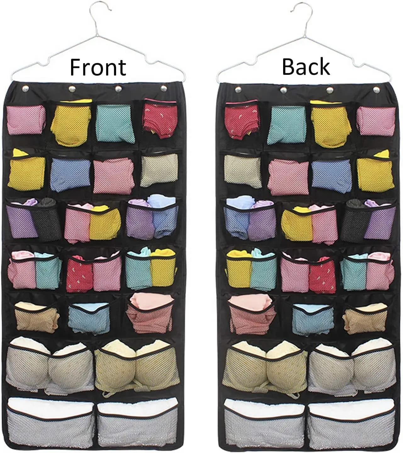 Organizzatore appendibile a doppio lato con 42 tasche per biancheria intima, reggiseni, calzini, sciarpe