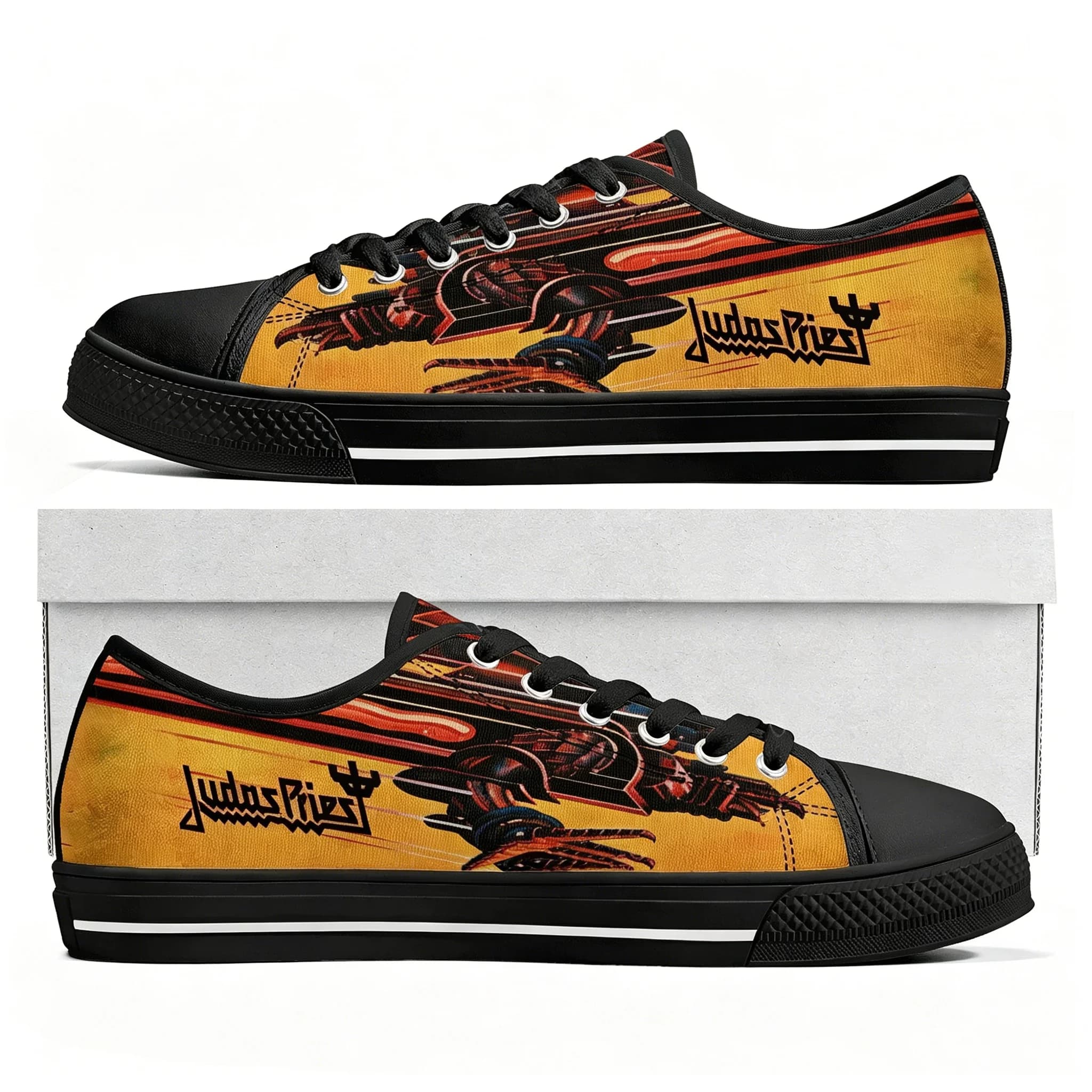 Judas Priest Heavy Metal Rock Band Low Top High Quality Sneakers Mens Women Canvas Sneaker Casual Custom Couple Shoes