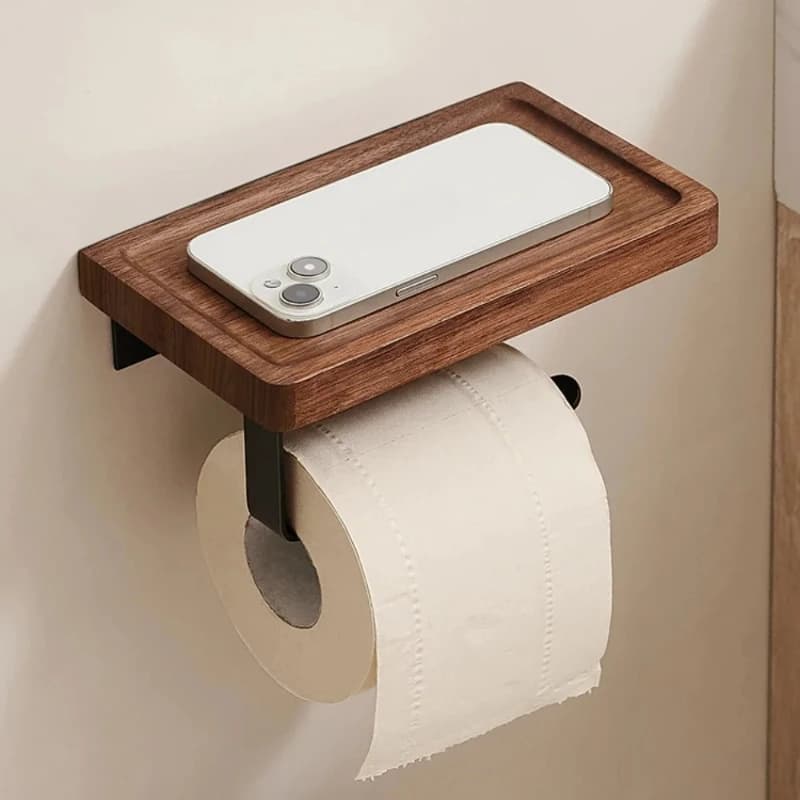 Porta fazzoletti non perforato in noce di lusso leggero Scatola di carta igienica Portaoggetti per il bagno Accessori per il bagno Decorazione della casa