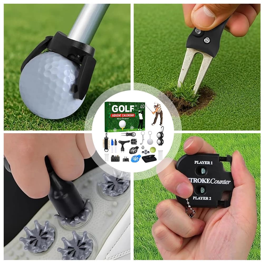 Calendario per il conto alla rovescia di Natale da golf per golfisti Calendario per il conto alla rovescia di Natale di 24 giorni con palline da golf Tees Pennarelli per palline Regalo per le vacanze