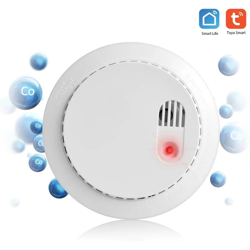 Tuya Sensore composito di rilevamento fumo WiFi Rilevatore intelligente di monossido di carbonio CO Allarme antincendio gas Notifica APP Vita intelligente