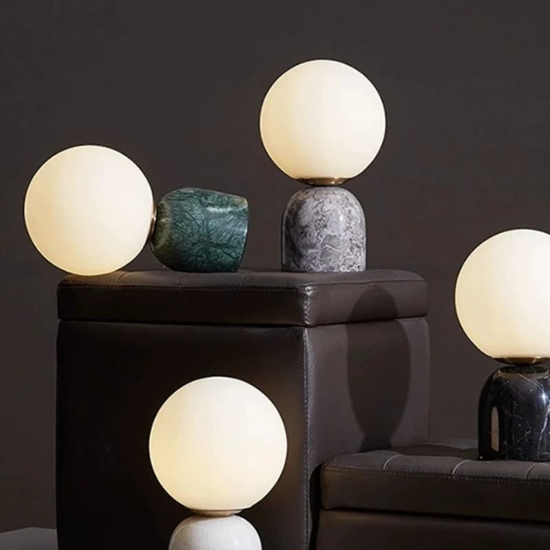 Night light in marble glass Decorative ornament for the Nordic house Table desk lamp Creative bedside lamp for living room, study, bedroom, lunar lights