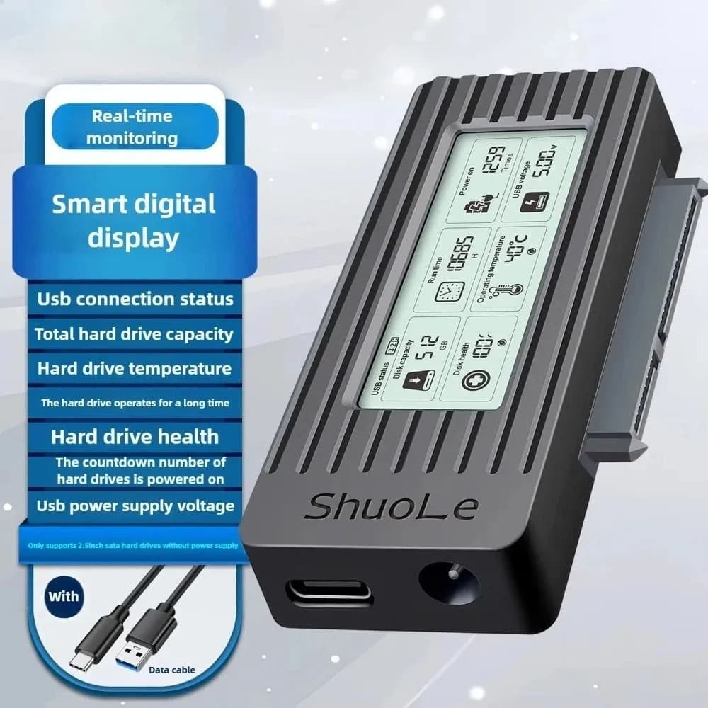 HDD SSD Digital Display USB 3.2 To Sata Adapter Digital Screen Display USB3.0 Converter Cable External Adapter Smart Converter