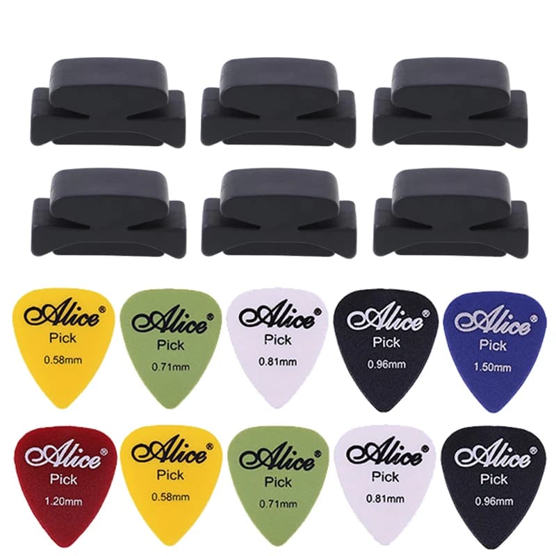 5 pezzi porta plettro per chitarra in gomma nera per riporre plettro fisso sulla paletta per chitarra basso ukulele accessori per chitarra carini TMZ