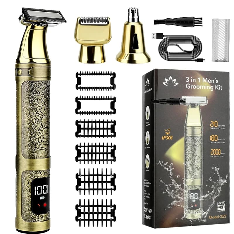 Men's Electric Shaver 3-in-1 Beard Trimmer Ear Nose Hair Trimmer Single Head Floating USB Charge Reciprocating Shaver Beauty Set