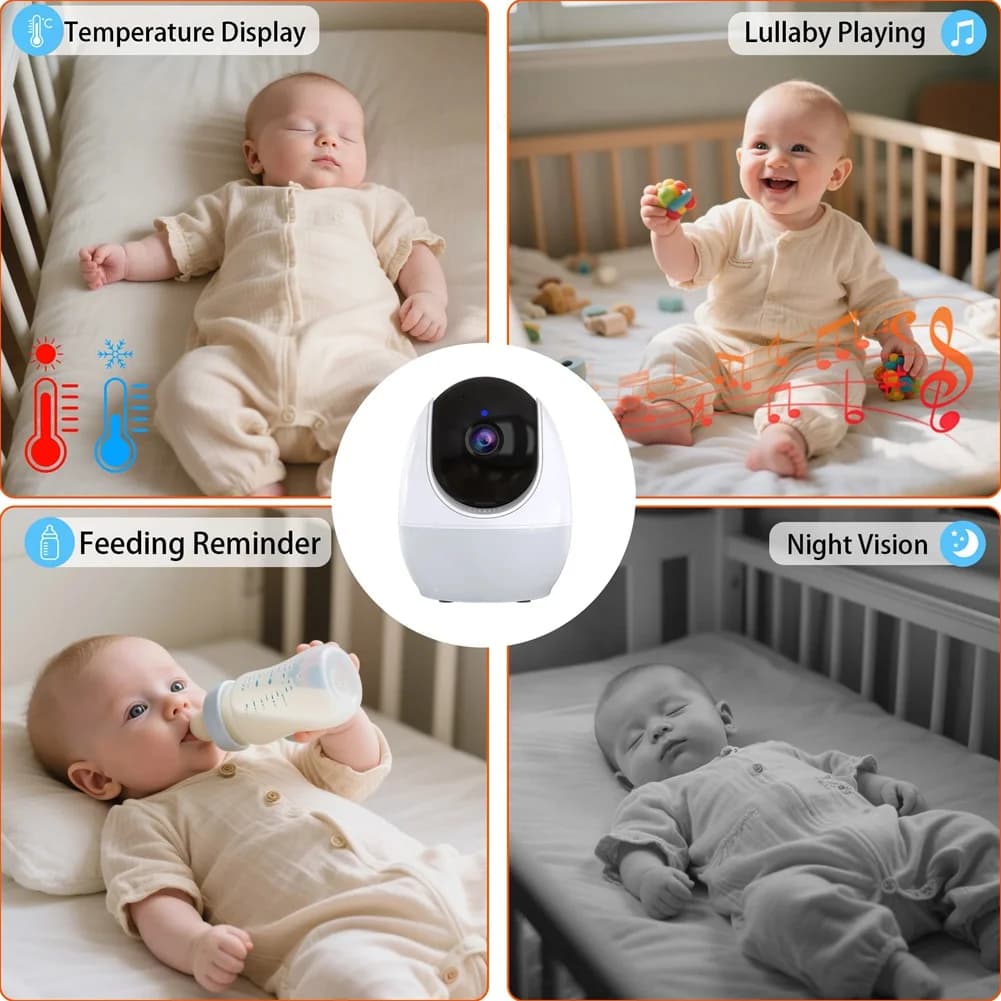 B17BBG Video Baby Monitor with 4.3 Inch Screen, Night Vision, PTZ, Auto Tracking, WiFi Control for Pet and Baby Surveillance